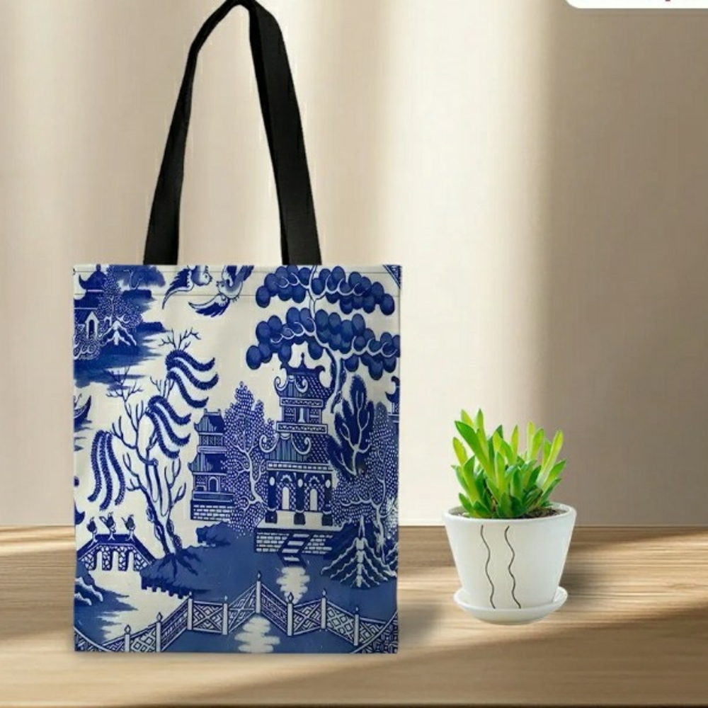 Blue and White Chinoiserie Tote Bag, NWT